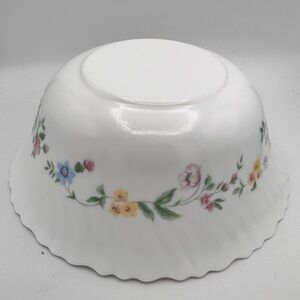 Vintage Arcopal France “Victoria” Floral Milk Glass Serving Bowl 10” x 4”